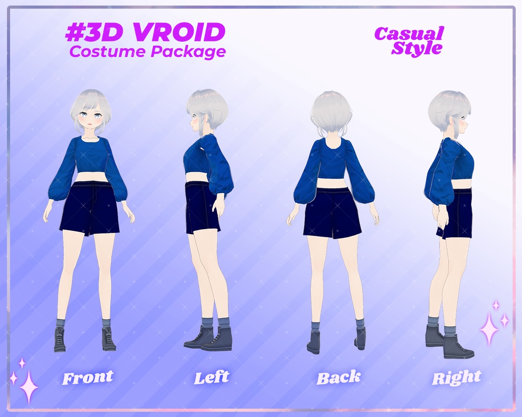 3D VRoid Outfit Pack Urban Casual Looks for VRoid Models | VTuber Modern Fashion, VRoid Casual, VRoid Style
