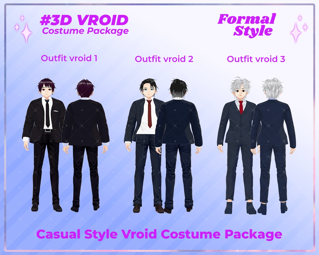3D VRoid Formal Male Wear Pack Elegant Suits for VRoid Models | VRoid Fashion, VRoid Outfit, VTuber Formal