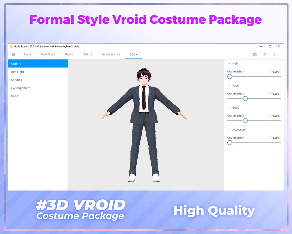 3D VRoid Outfit Male Pack Luxury & Refined Formal Fashion | VRoid Wear, VRoid Fashion, VTuber Clothes