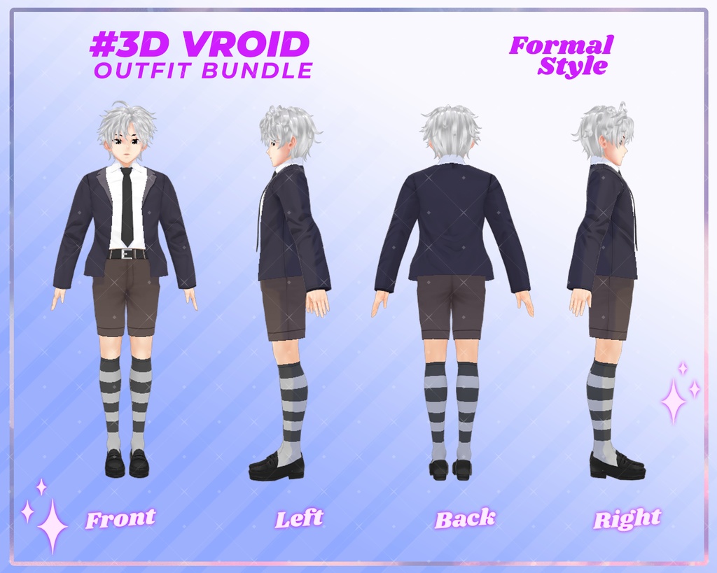 3D VRoid Outfit Male Pack Luxury & Refined Formal Fashion | VRoid Wear, VRoid Fashion, VTuber Clothes