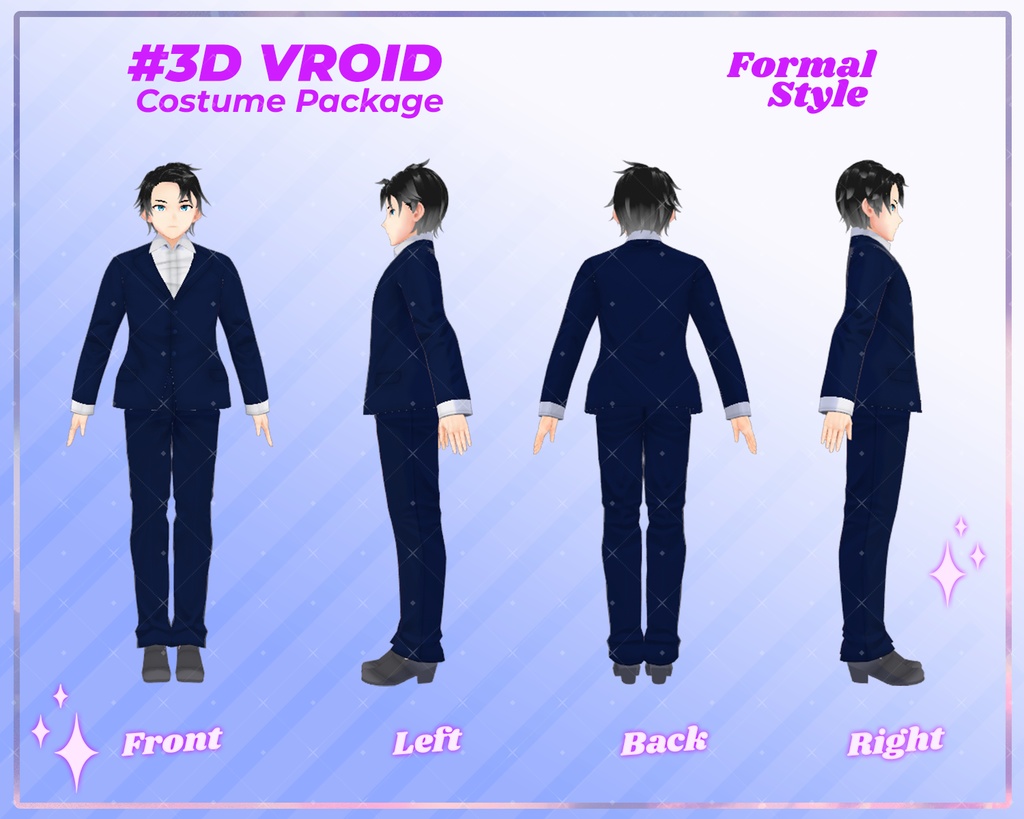 3D VRoid Outfit Male Pack Luxury & Refined Formal Fashion | VRoid Wear, VRoid Fashion, VTuber Clothes