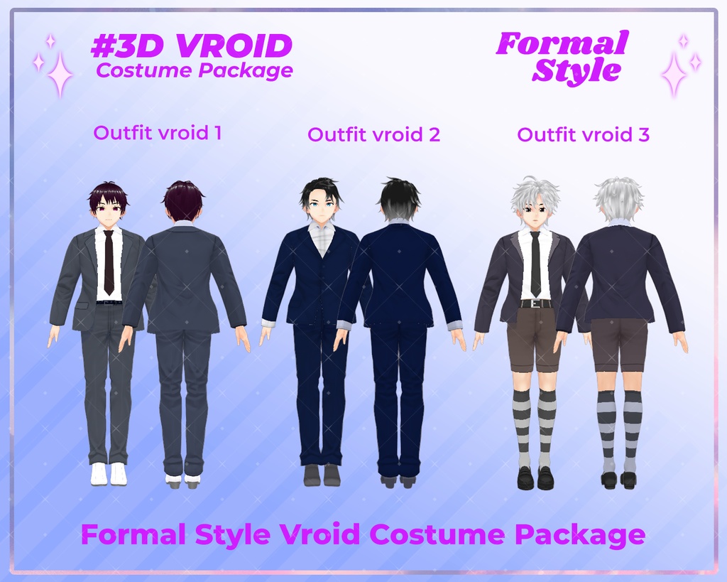 3D VRoid Outfit Male Pack Luxury & Refined Formal Fashion | VRoid Wear, VRoid Fashion, VTuber Clothes