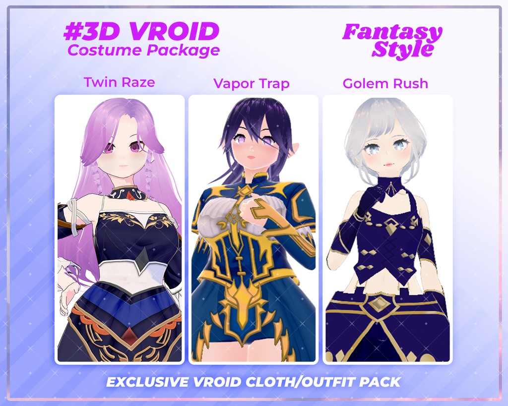 3D VRoid Fantasy Outfit Pack Legendary Attire for VRoid Models | VRoid Costume, VRoid Suit, VRoid Outfit