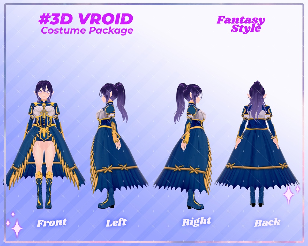 3D VRoid Fantasy Outfit Pack Legendary Attire for VRoid Models | VRoid Costume, VRoid Suit, VRoid Outfit