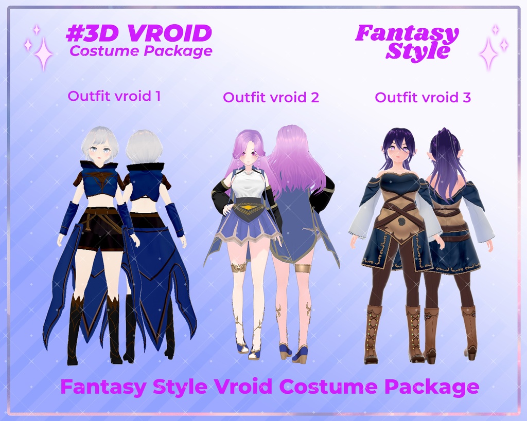 3D VRoid Royal Fantasy Pack Noble & Magical Clothing Collection | VRoid Outfit, VRoid Clothes, VRoid Attire