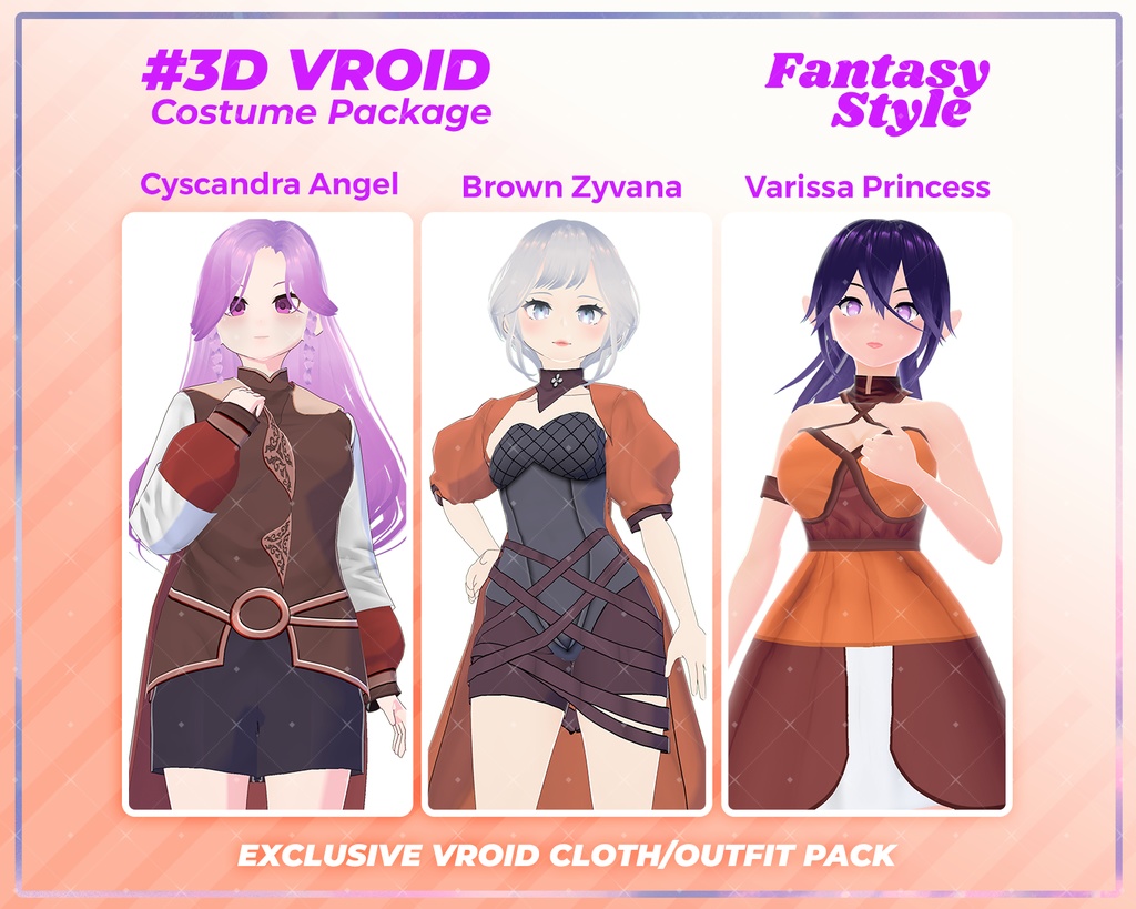 3D VRoid Outfit Pack Fantasy Style Enchanted Costumes for VRoid Models | VRoid Clothes, VRoid Costume, VRoid Fashion