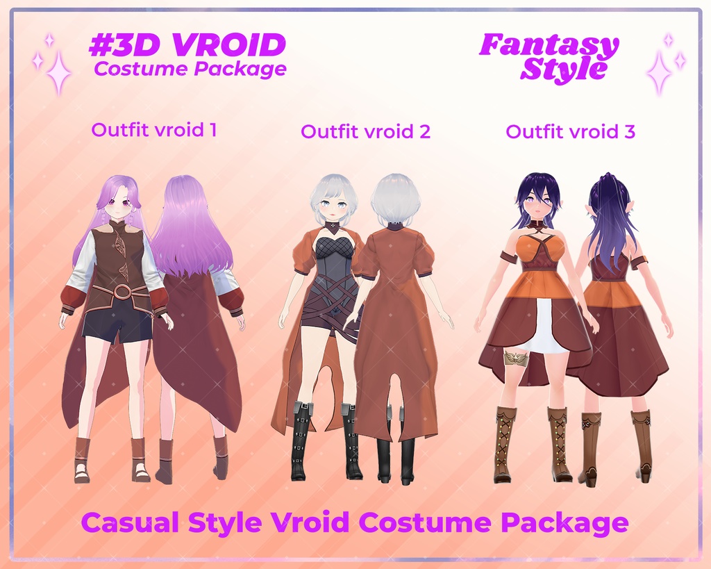 3D VRoid Outfit Pack Fantasy Style Enchanted Costumes for VRoid Models | VRoid Clothes, VRoid Costume, VRoid Fashion