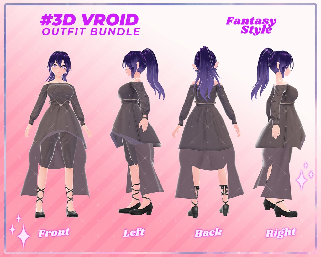 3D VRoid Outfit Pack Fantasy Style Dark Enchanted Costumes for VRoid Models | VRoid Clothes, VRoid Costume, VRoid Fashion