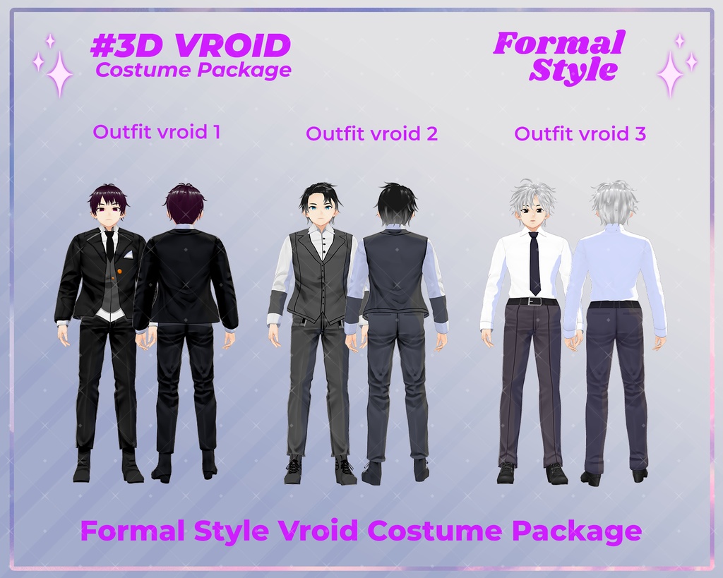 3D VRoid Formal Male Outfit Pack Elegant Suits & Classy Attire for VRoid Models | VRoid Clothes, VRoid Business, VRoid Fashion