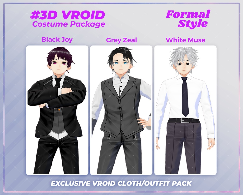 3D VRoid Formal Male Outfit Pack Elegant Suits & Classy Attire for VRoid Models | VRoid Clothes, VRoid Business, VRoid Fashion