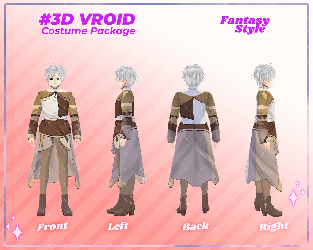 3D VRoid Fantasy Male Outfit Pack Heroic & Mystic Attire for VRoid Models | VRoid Costume, VRoid Attire, VRoid Clothes