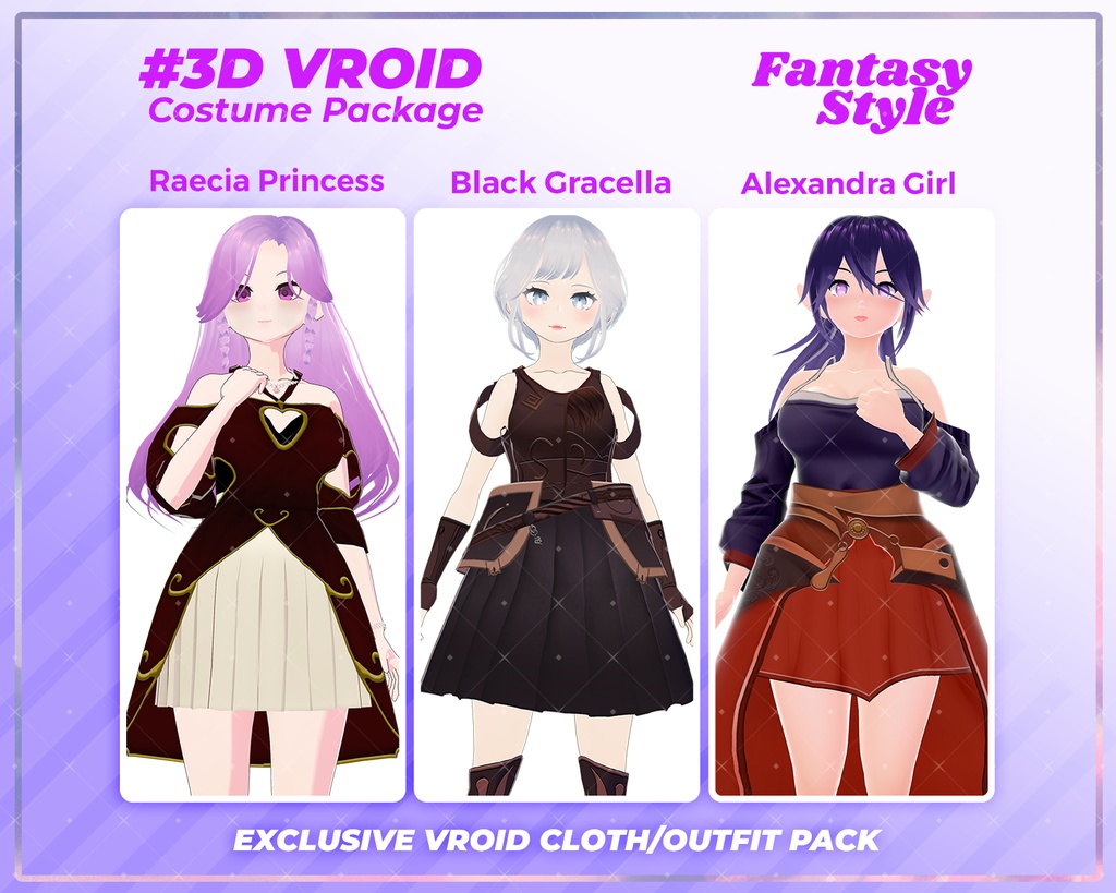 3D VRoid Outfit Pack Fantasy Style Royal & Adventurer Costumes for VRoid Models | VRoid Clothes, VRoid Costume, VRoid Fashion