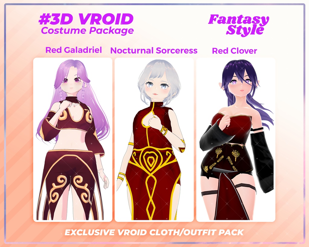 3D VRoid Outfit Pack Fantasy Style Enchanted Sorceress & Royal Attire for VRoid Models | VRoid Clothes, VRoid Costume, VRoid Fashion