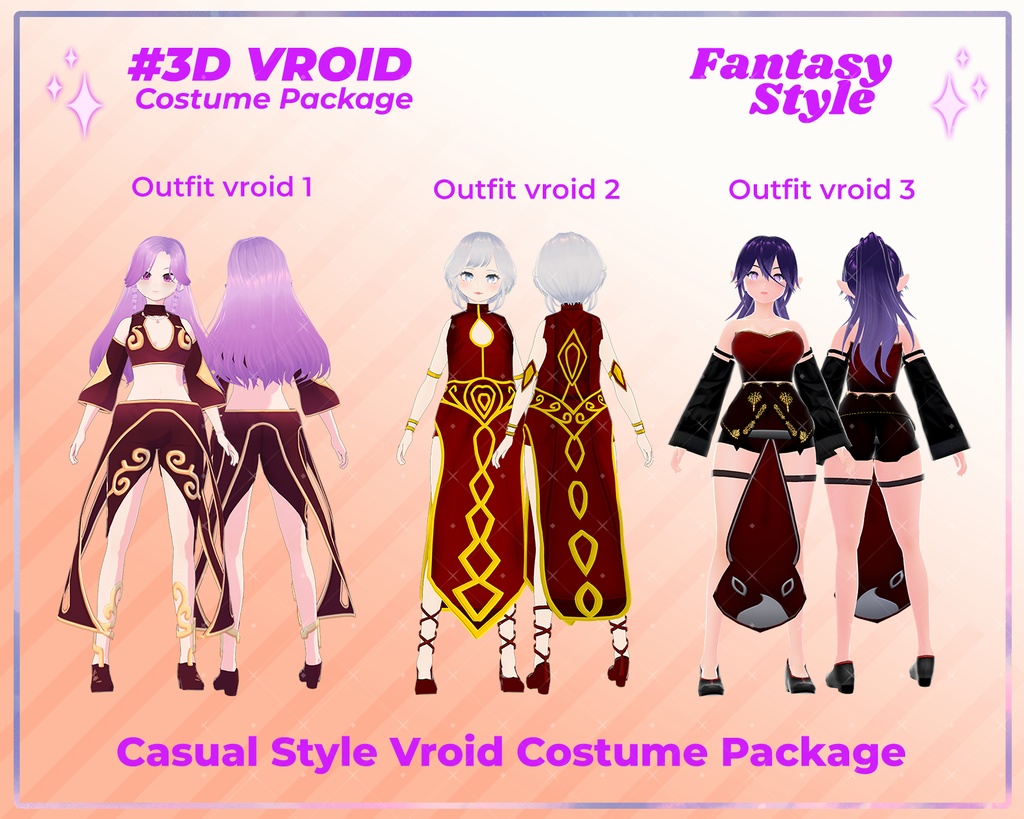 3D VRoid Outfit Pack Fantasy Style Enchanted Sorceress & Royal Attire for VRoid Models | VRoid Clothes, VRoid Costume, VRoid Fashion
