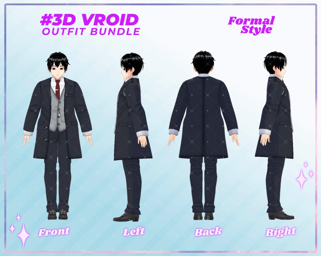 3D VRoid Outfit Pack Formal Style Elegant Suit Collection for VRoid Models | VRoid Clothes, VRoid Costume, VRoid Fashion