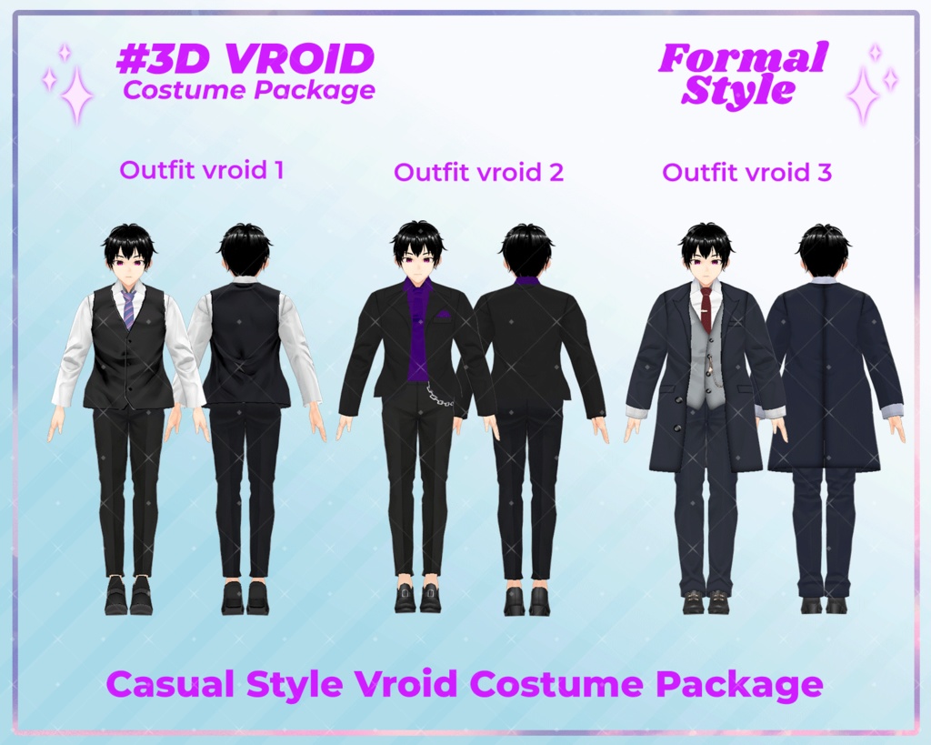 3D VRoid Outfit Pack Formal Style Elegant Suit Collection for VRoid Models | VRoid Clothes, VRoid Costume, VRoid Fashion