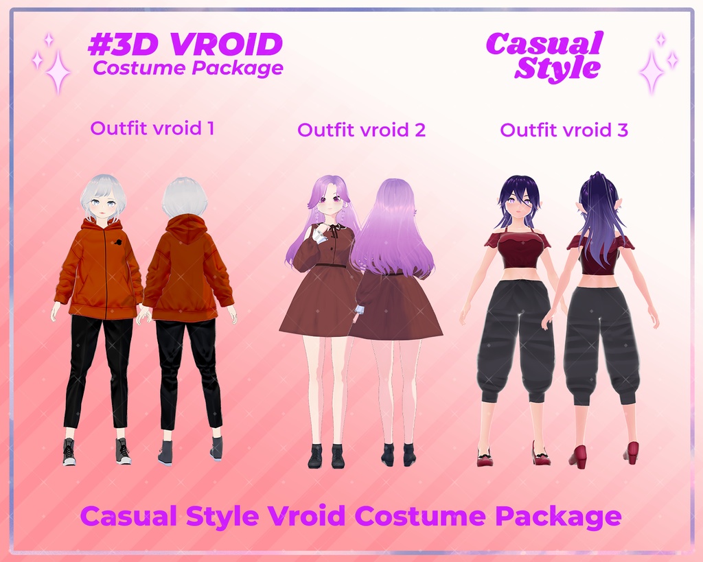 3D VRoid Outfit Pack Casual Style Trendy & Streetwear Clothes for VRoid Models | VRoid Clothes, VRoid Costume, VRoid Fashion