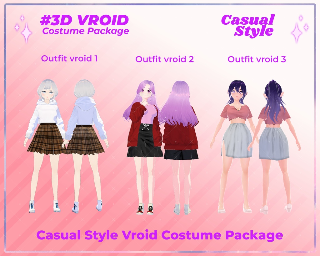 3D VRoid Outfit Pack Casual Style Chic & Cozy Fashion for VRoid Models | VRoid Clothes, VRoid Costume, VRoid Fashion
