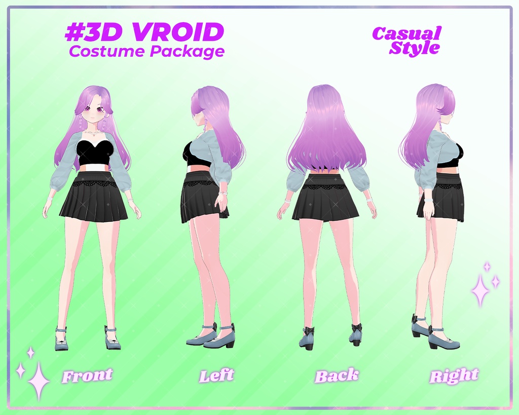 3D VRoid Outfit Pack Casual Style Elegant Tosca Fashion for VRoid Models | VRoid Clothes, VRoid Costume, VRoid Fashion
