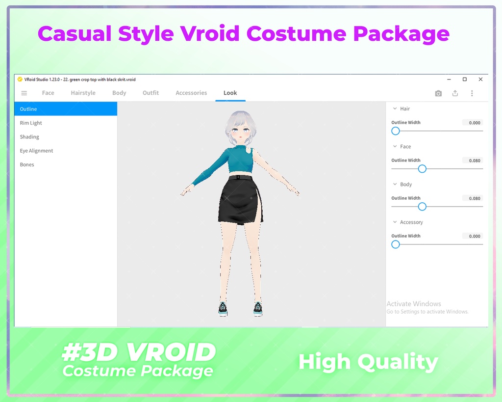 3D VRoid Outfit Pack Casual Style Elegant Tosca Fashion for VRoid Models | VRoid Clothes, VRoid Costume, VRoid Fashion