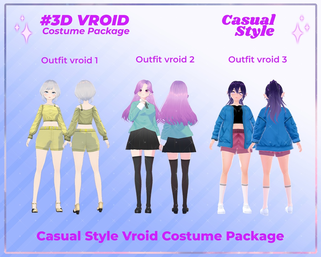 3D VRoid Outfit Pack Casual Style Colorful & Trendy Fashion for VRoid Models | VRoid Clothes, VRoid Costume, VRoid Fashion