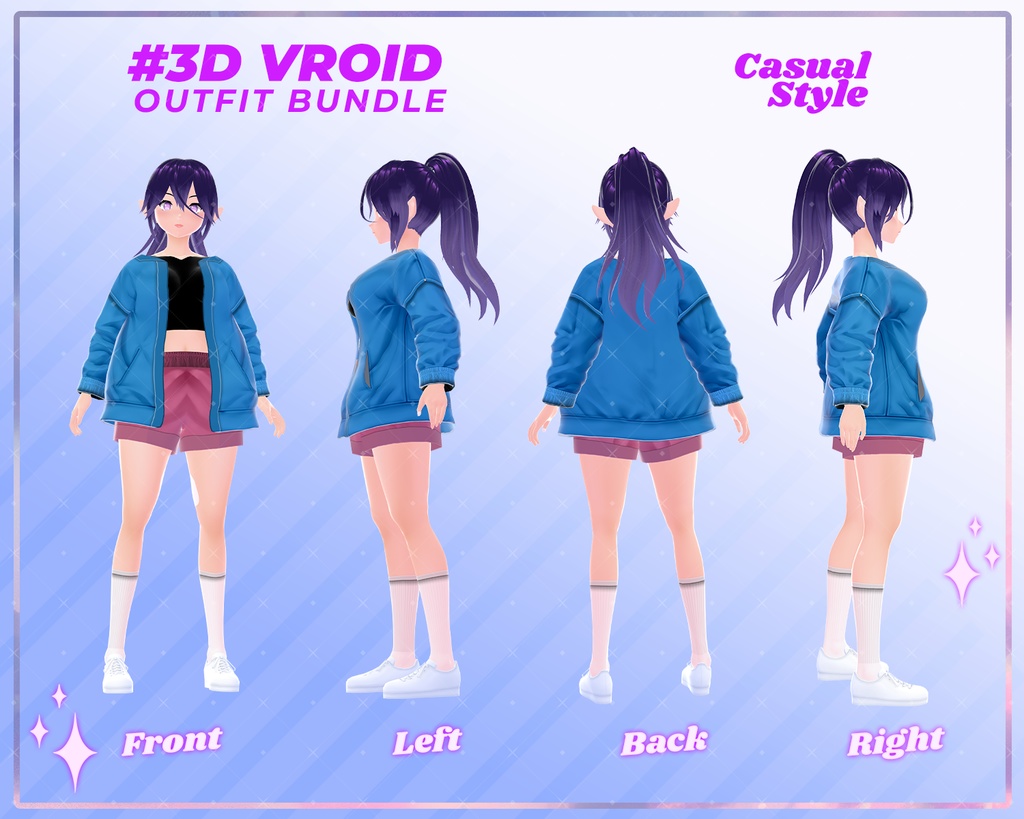 3D VRoid Outfit Pack Casual Style Colorful & Trendy Fashion for VRoid Models | VRoid Clothes, VRoid Costume, VRoid Fashion