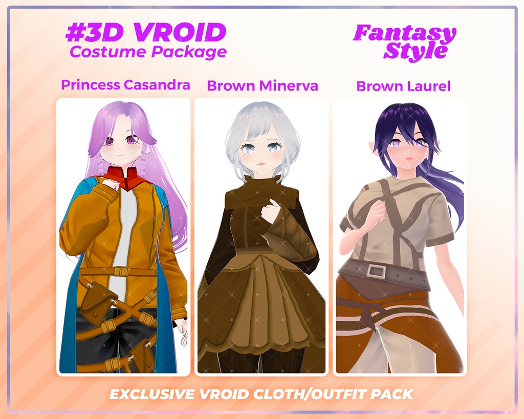 3D VRoid Outfit Pack Fantasy Style Adventurer & Warrior Costumes for VRoid Models | VRoid Clothes, VRoid Costume, VRoid Fashion