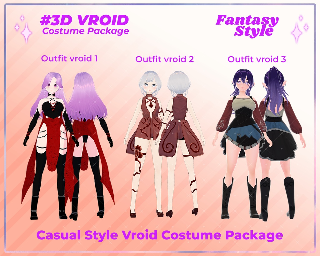 3D VRoid Outfit Pack Fantasy Style Mystic & Enchanted Dresses for VRoid Models | VRoid Clothes, VRoid Costume, VRoid Fashion