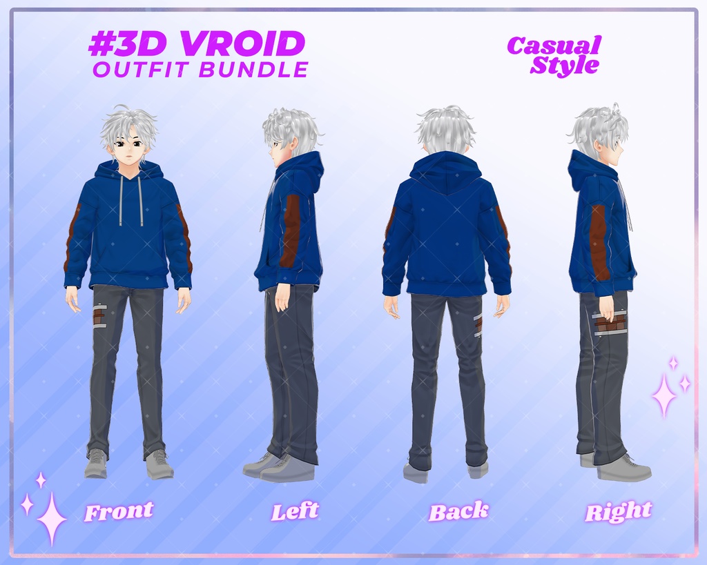 3D VRoid Outfit Pack Casual Style Sleek & Urban Male Fashion for VRoid Models | VRoid Clothes, VRoid Costume, VRoid Fashion