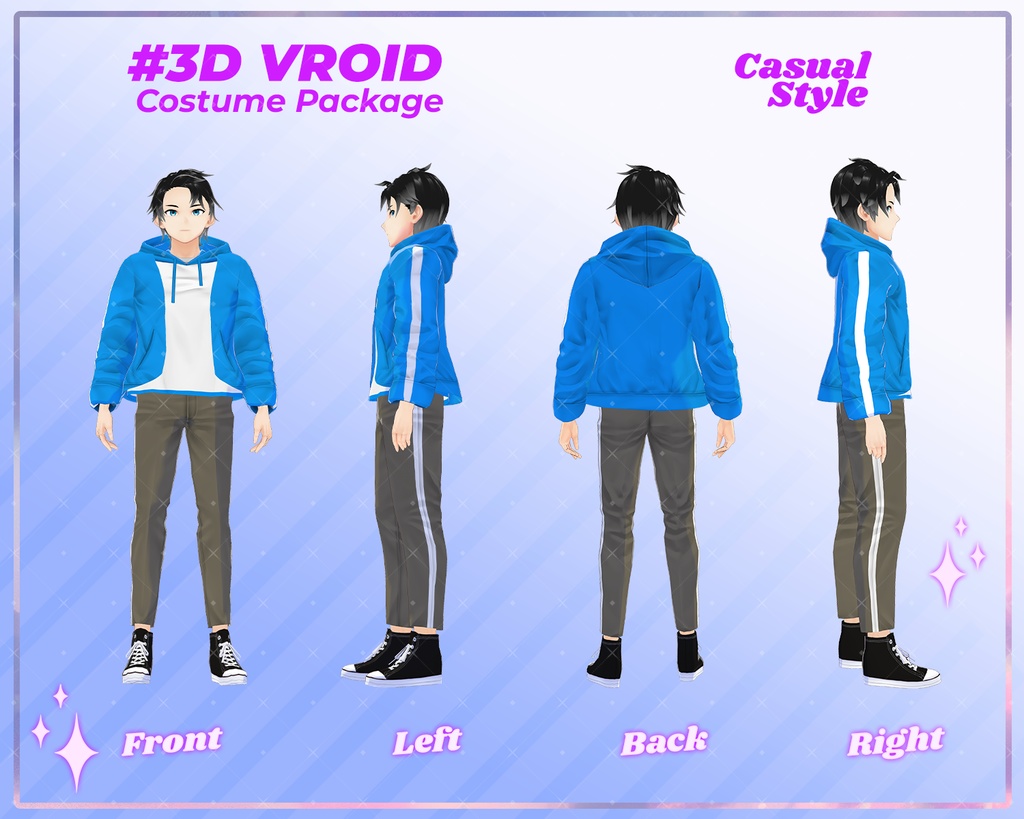 3D VRoid Outfit Pack Casual Style Sleek & Urban Male Fashion for VRoid Models | VRoid Clothes, VRoid Costume, VRoid Fashion