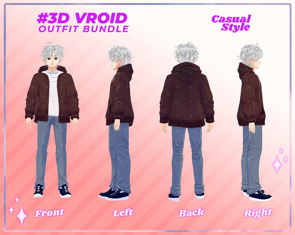 3D VRoid Outfit Pack Casual Style Cozy & Stylish Male Fashion for VRoid Models | VRoid Clothes, VRoid Costume, VRoid Fashion