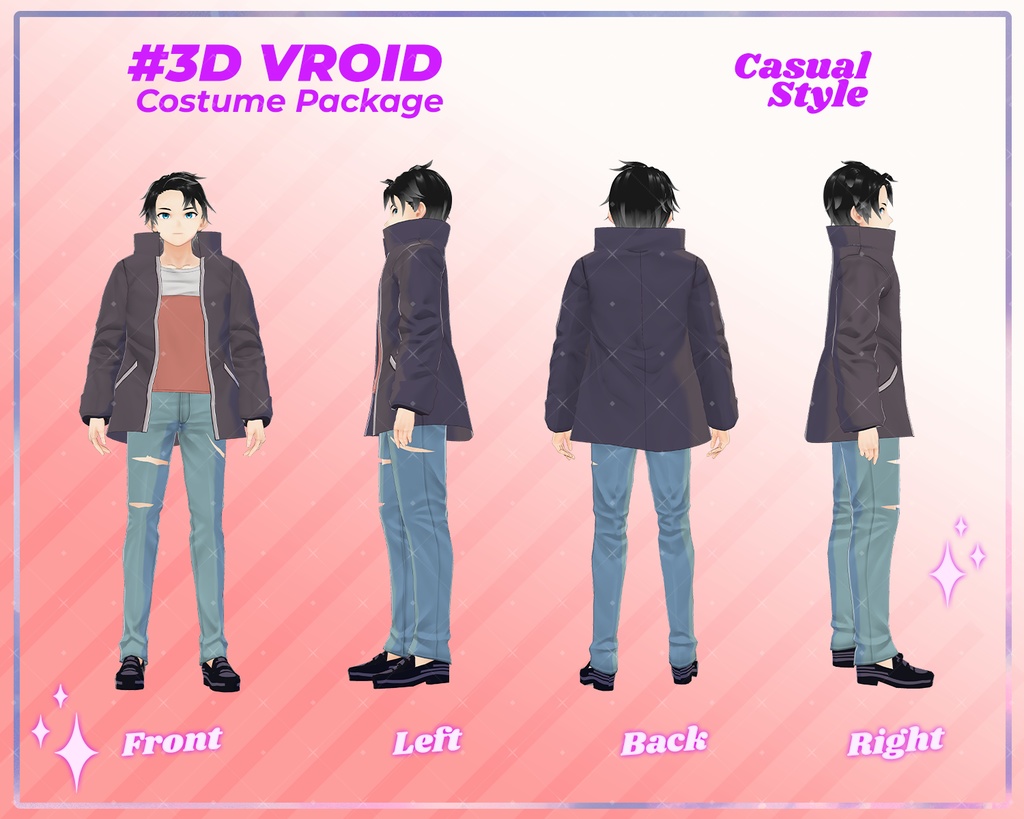 3D VRoid Outfit Pack Casual Style Cozy & Stylish Male Fashion for VRoid Models | VRoid Clothes, VRoid Costume, VRoid Fashion