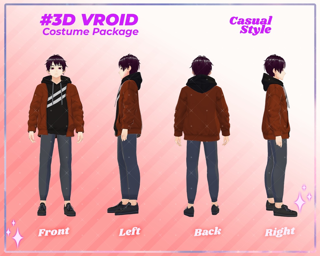 3D VRoid Outfit Pack Casual Style Cozy & Stylish Male Fashion for VRoid Models | VRoid Clothes, VRoid Costume, VRoid Fashion