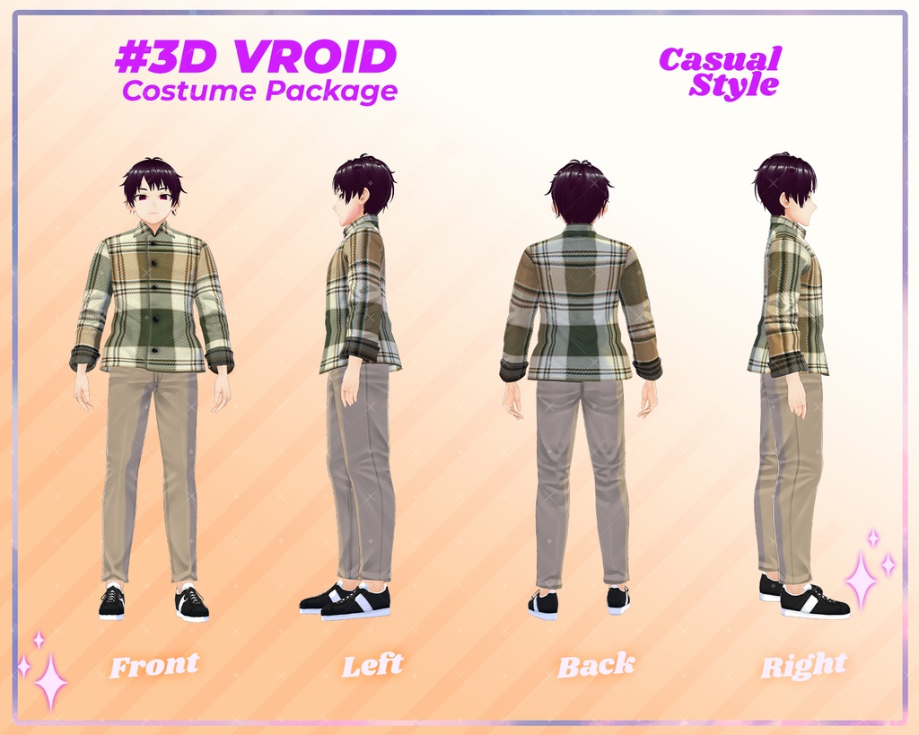 3D VRoid Outfit Pack Casual Style Trendy & Versatile Male Fashion for VRoid Models | VRoid Clothes, VRoid Costume, VRoid Fashion