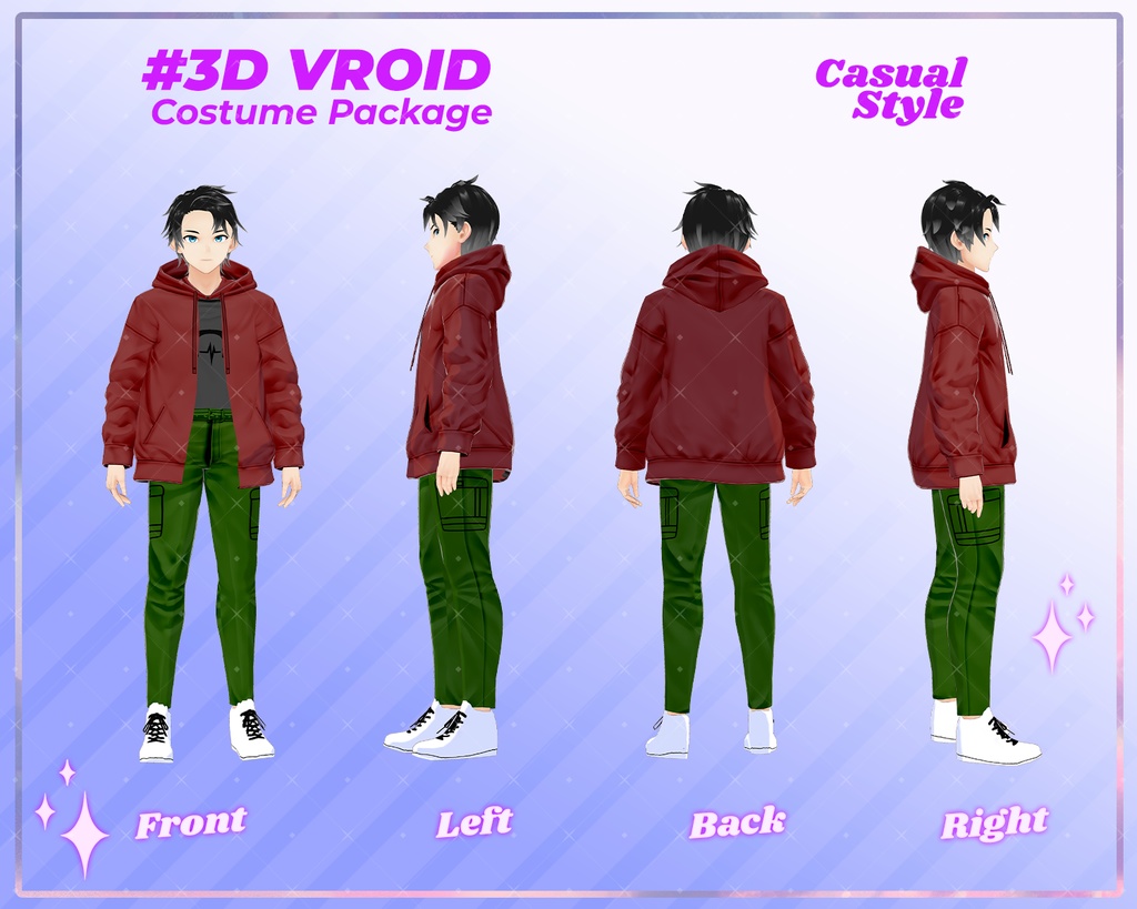 3D VRoid Outfit Pack Casual Style Comfortable & Trendy Hoodies for VRoid Models | VRoid Clothes, VRoid Costume, VRoid Fashion