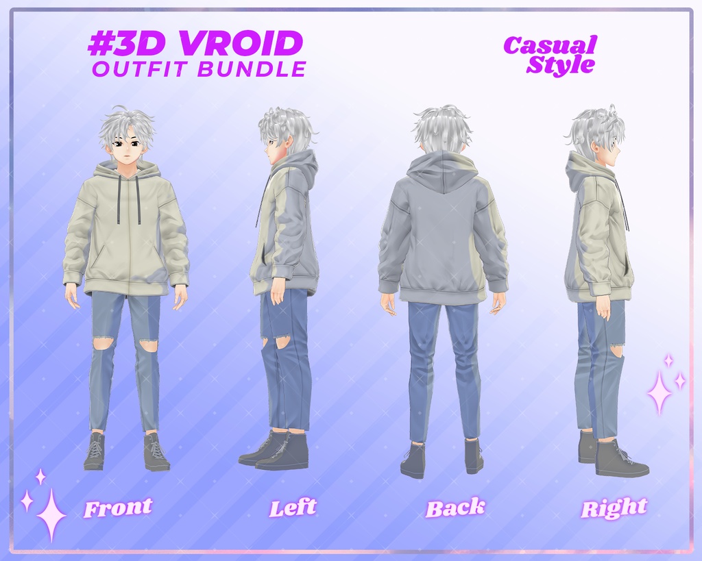 3D VRoid Outfit Pack Casual Style Comfortable & Trendy Hoodies for VRoid Models | VRoid Clothes, VRoid Costume, VRoid Fashion