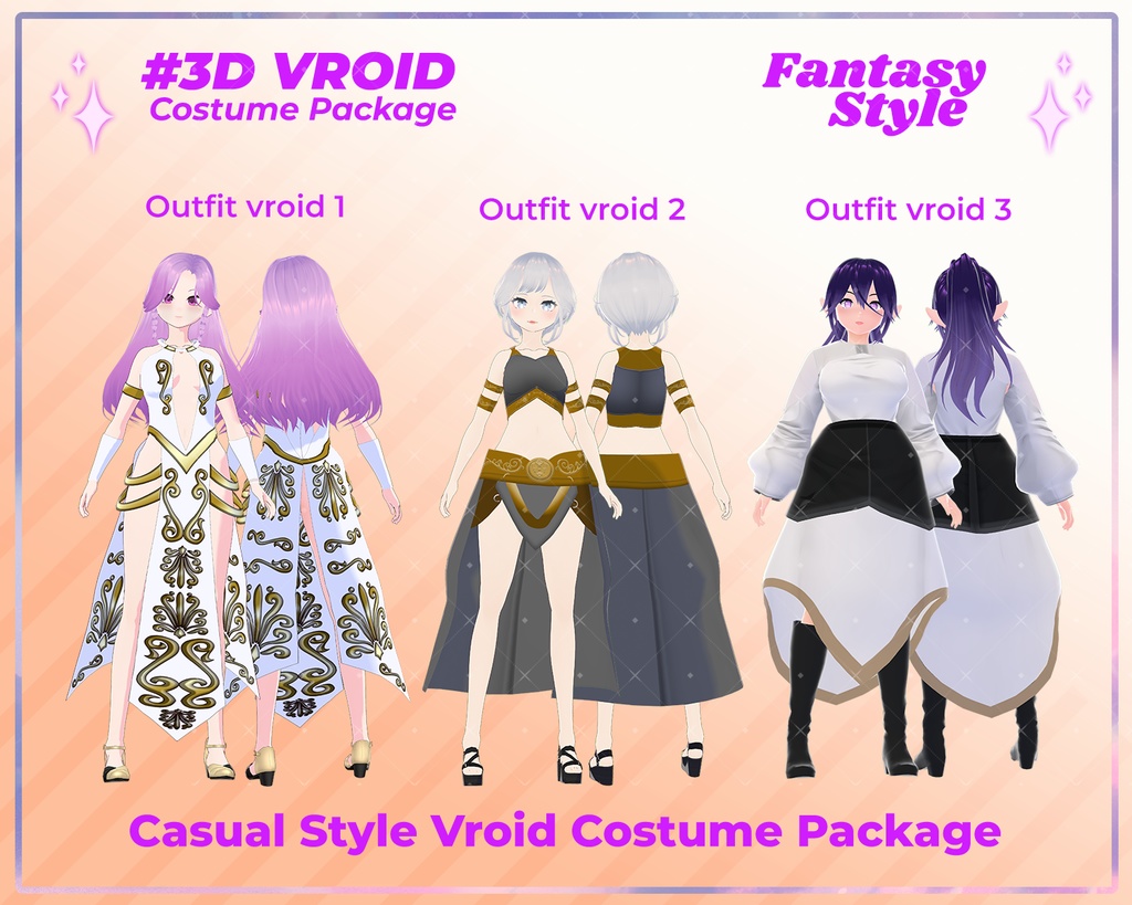 3D VRoid Outfit Pack Fantasy Style Divine & Royal Costumes for VRoid Models | VRoid Clothes, VRoid Costume, VRoid Fashion