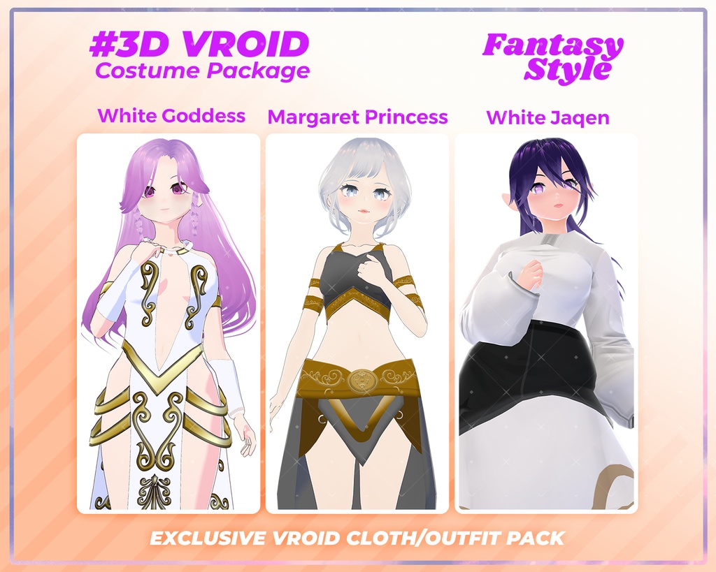 3D VRoid Outfit Pack Fantasy Style Divine & Royal Costumes for VRoid Models | VRoid Clothes, VRoid Costume, VRoid Fashion