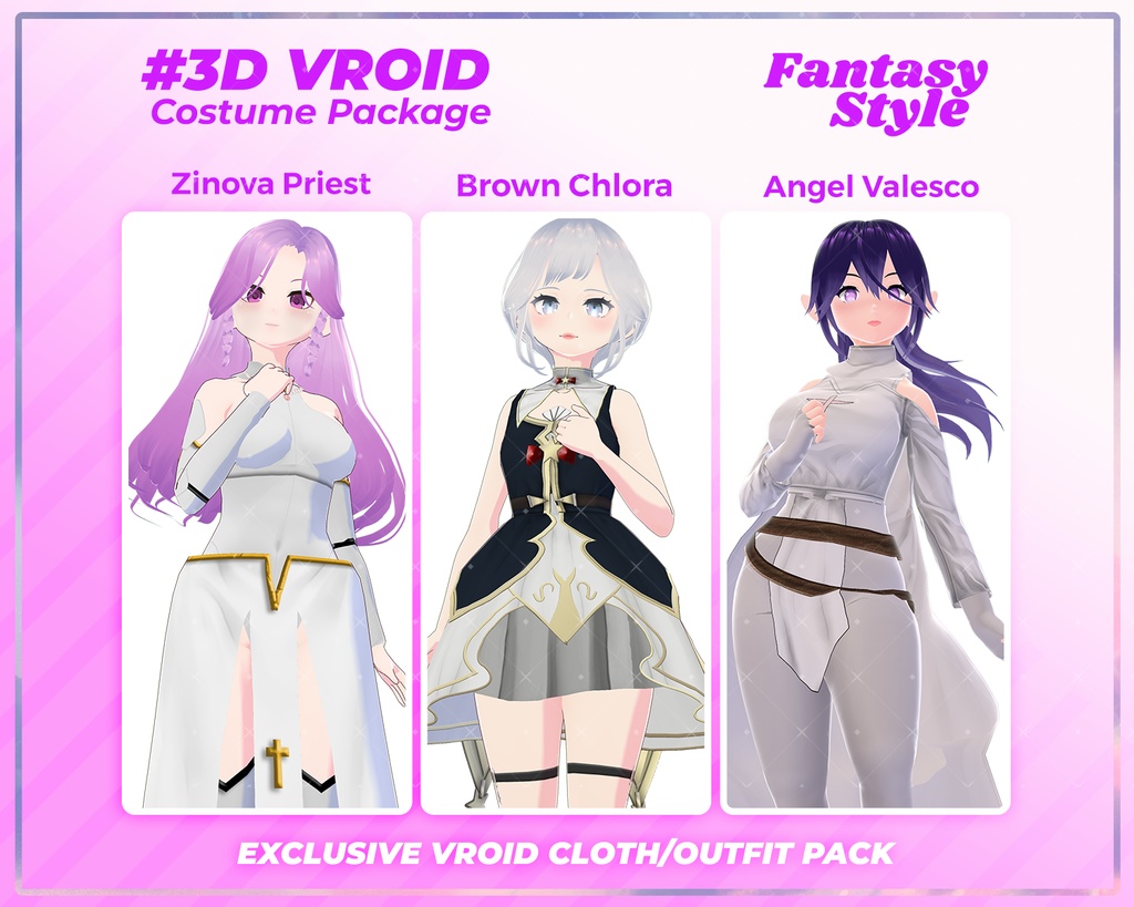 3D VRoid Outfit Pack Fantasy Style Holy & Mystic Priestess Costumes for VRoid Models | VRoid Clothes, VRoid Costume, VRoid Fashion