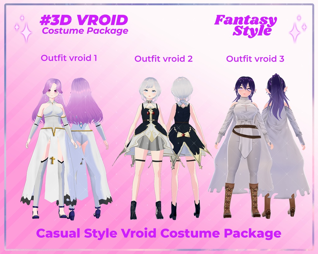 3D VRoid Outfit Pack Fantasy Style Holy & Mystic Priestess Costumes for VRoid Models | VRoid Clothes, VRoid Costume, VRoid Fashion
