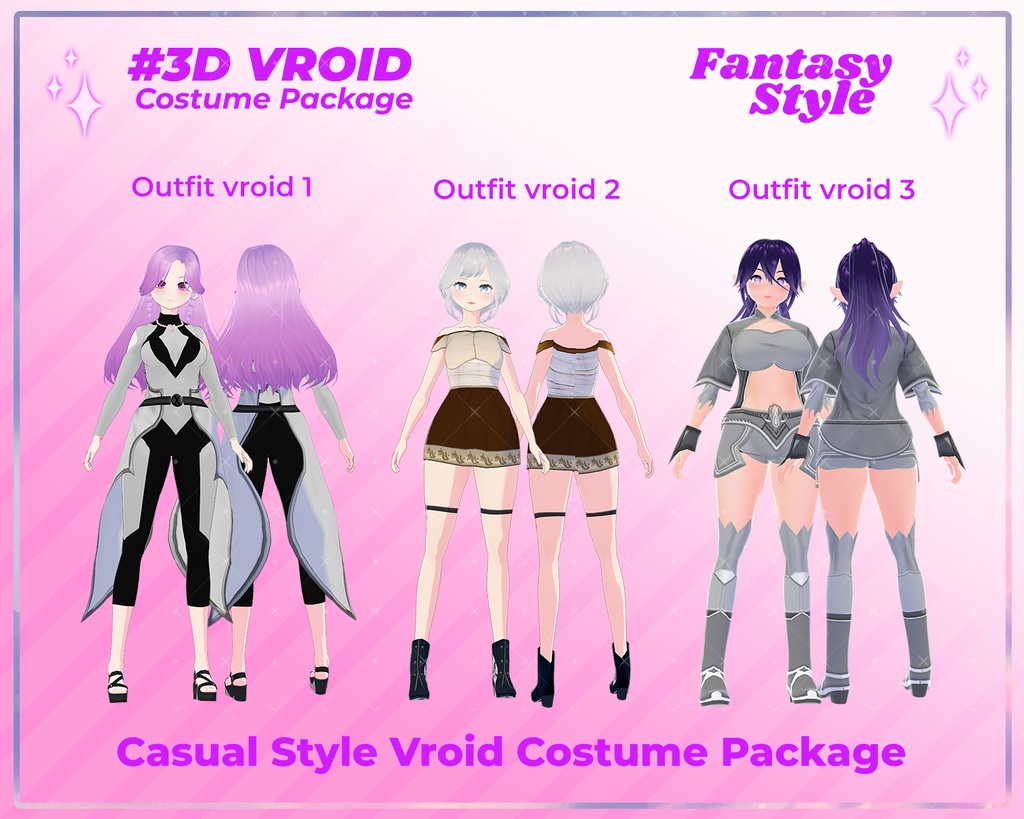 3D VRoid Outfit Pack Fantasy Style Warrior & Royal Princess Attire for VRoid Models | VRoid Clothes, VRoid Costume, VRoid Fashion