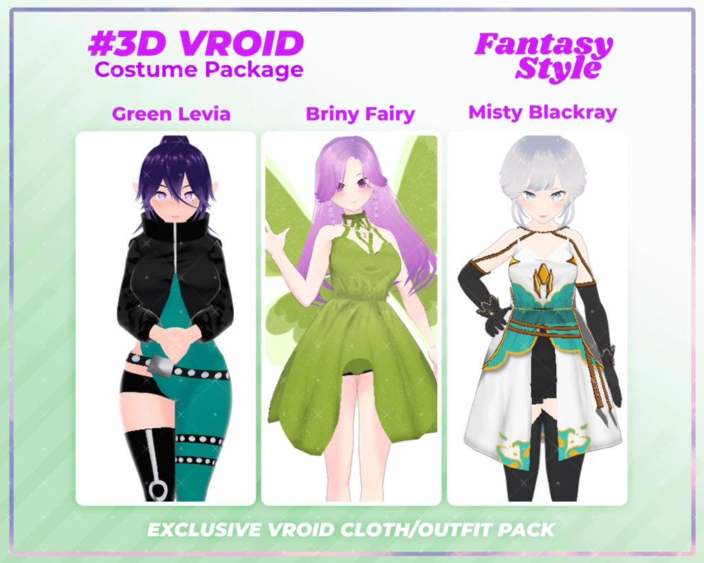 3D VRoid Outfit Pack Fantasy Style Enchanted Warrior & Fairy Costumes for VRoid Models | VRoid Clothes, VRoid Costume, VRoid Fashion