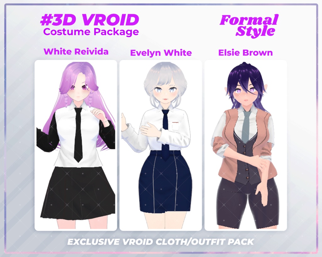 3D VRoid Outfit Pack Formal Style Elegant Office & Business Attire for VRoid Models | VRoid Clothes, VRoid Costume, VRoid Fashion