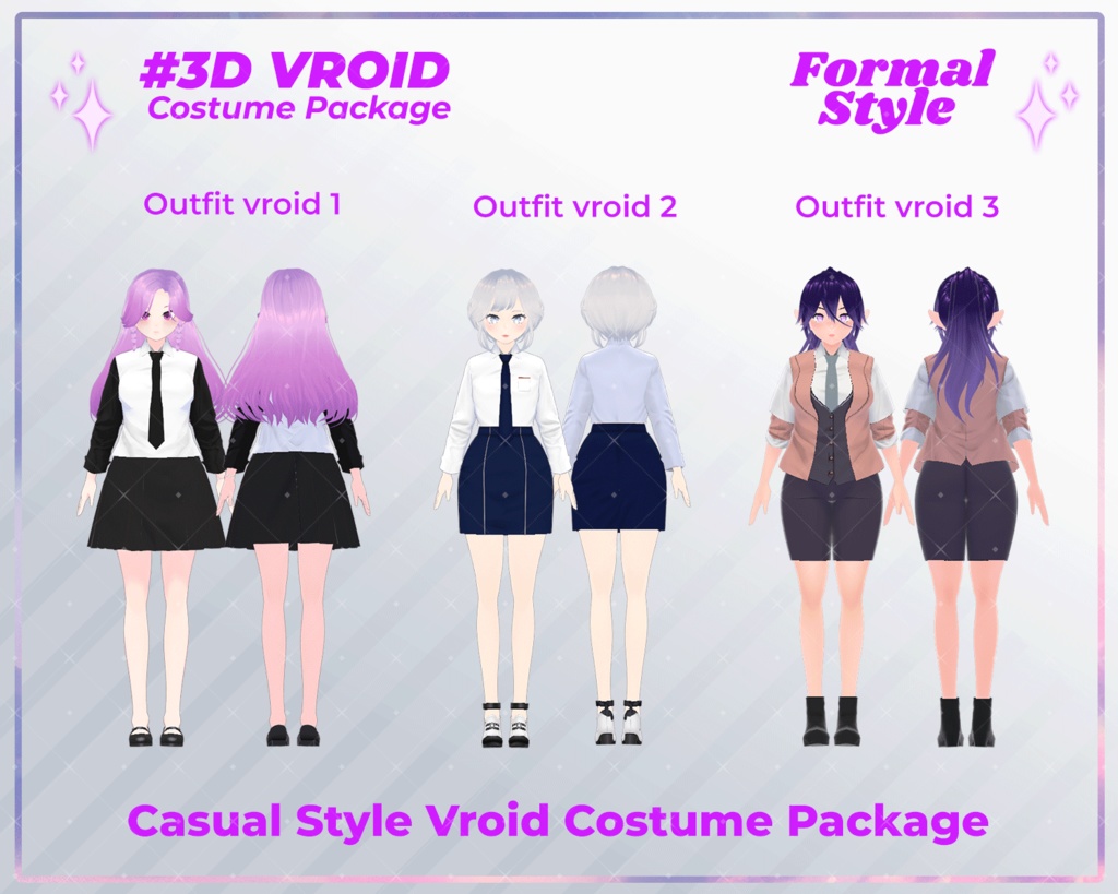 3D VRoid Outfit Pack Formal Style Elegant Office & Business Attire for VRoid Models | VRoid Clothes, VRoid Costume, VRoid Fashion