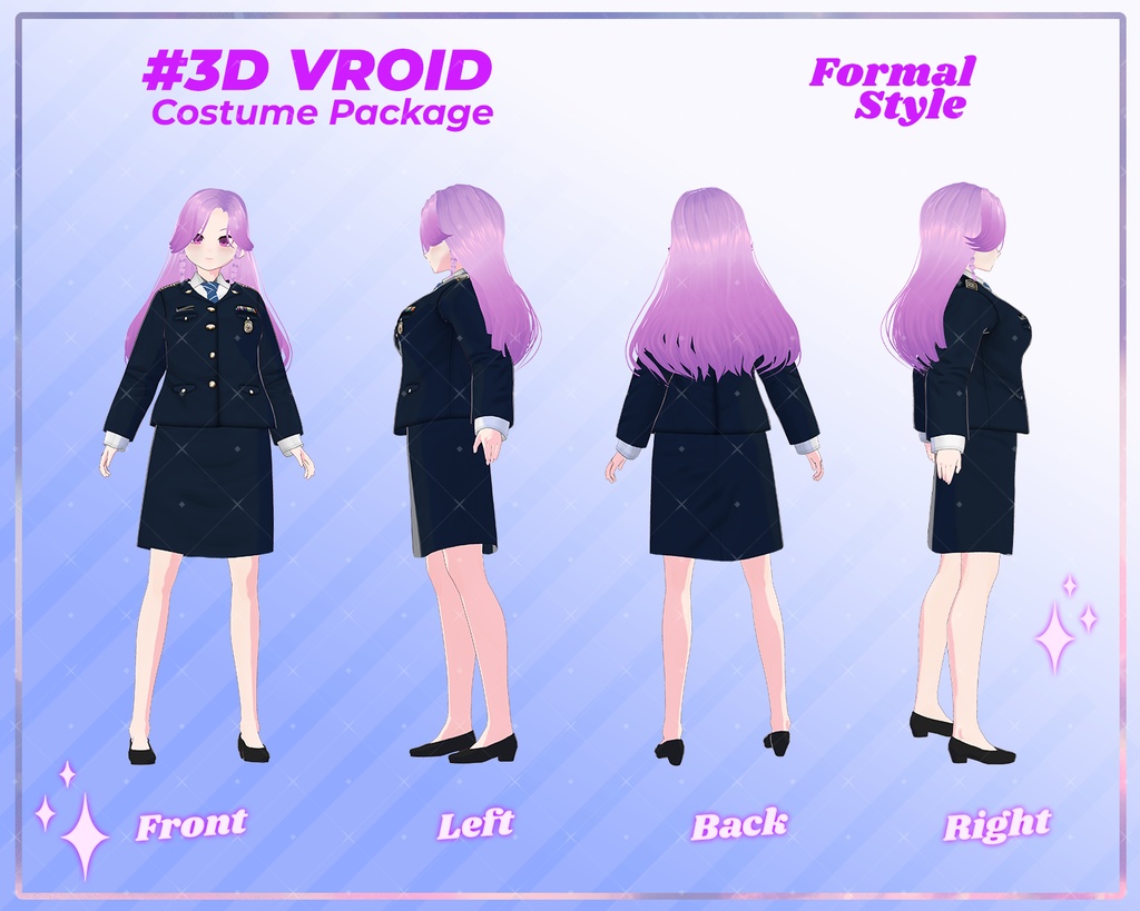 3D VRoid Outfit Pack Elegant Formal Uniforms for VRoid Models | VRoid Clothes, VRoid Uniform, VRoid Captain Suit, VRoid School Blazer