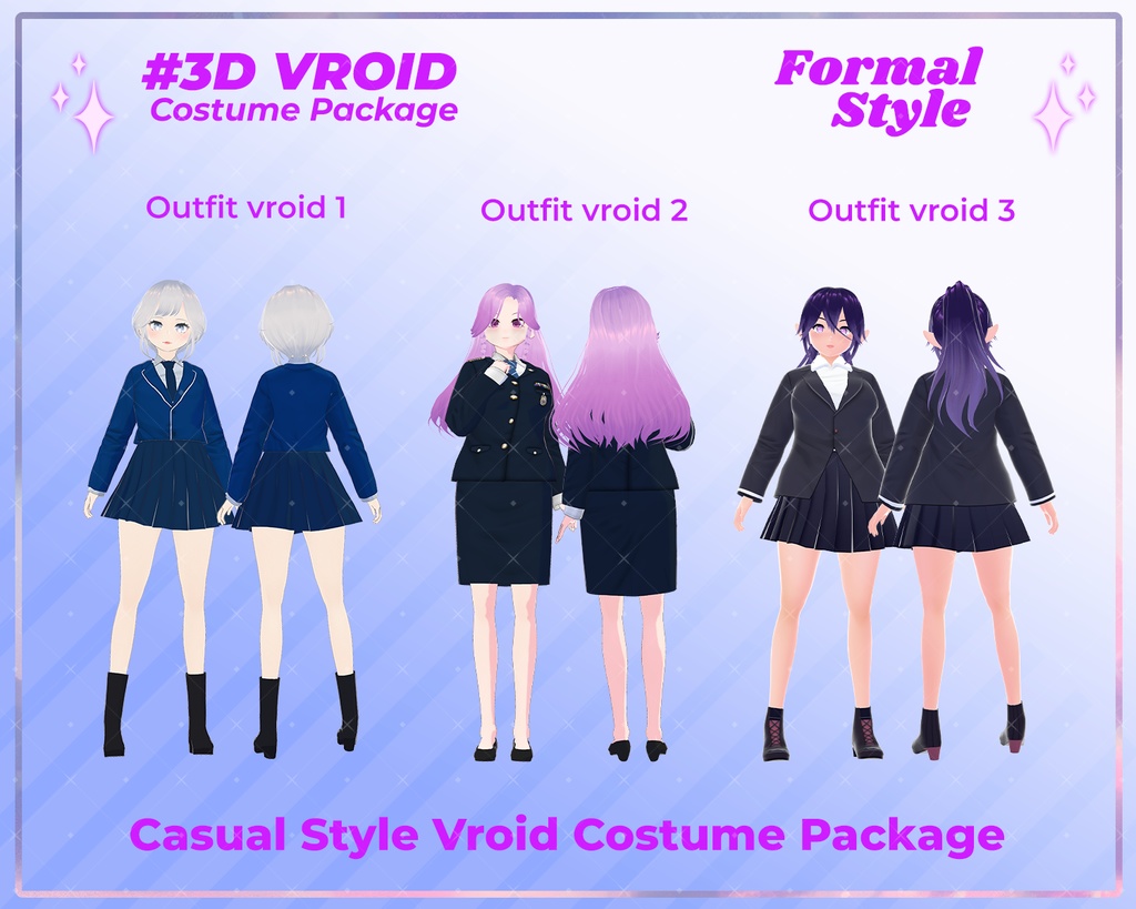 3D VRoid Outfit Pack Elegant Formal Uniforms for VRoid Models | VRoid Clothes, VRoid Uniform, VRoid Captain Suit, VRoid School Blazer