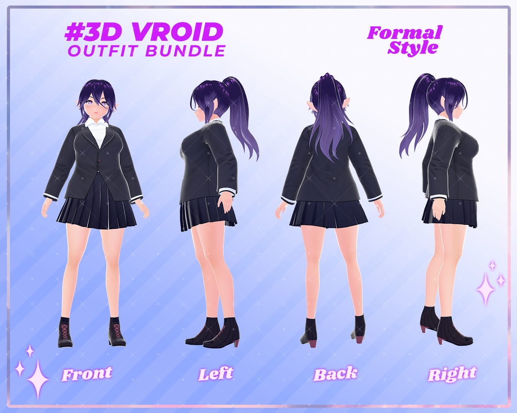 3D VRoid Outfit Pack Elegant Formal Uniforms for VRoid Models | VRoid Clothes, VRoid Uniform, VRoid Captain Suit, VRoid School Blazer