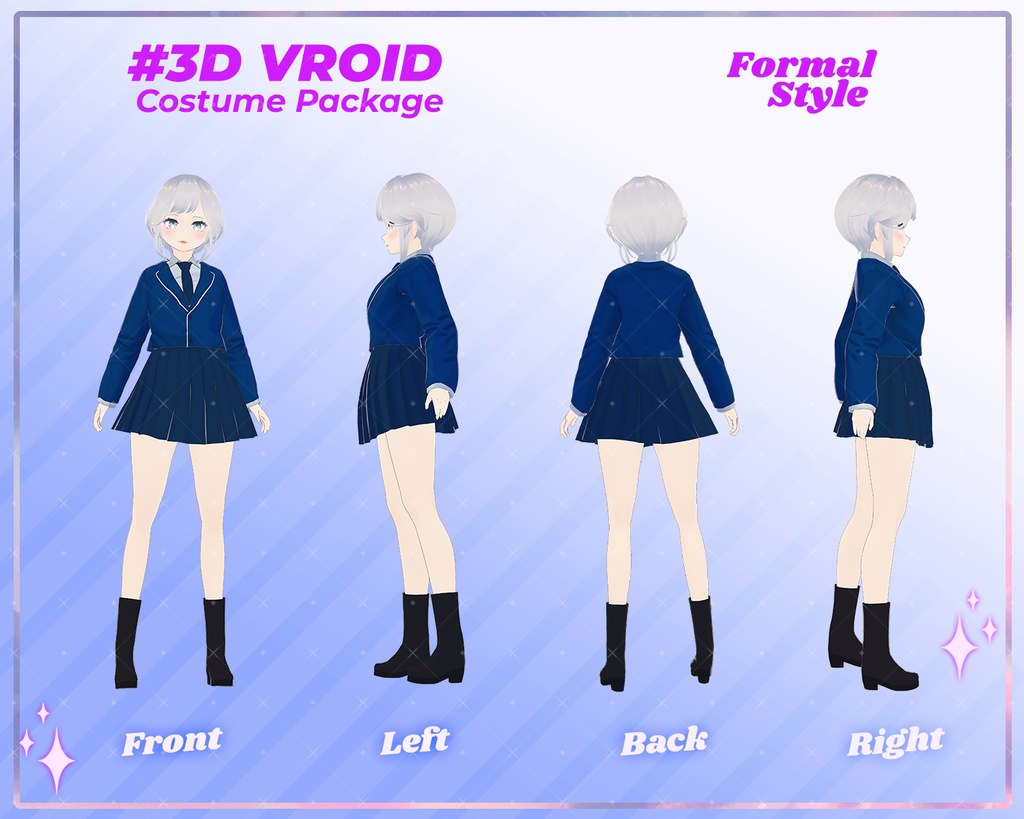 3D VRoid Outfit Pack Elegant Formal Uniforms for VRoid Models | VRoid Clothes, VRoid Uniform, VRoid Captain Suit, VRoid School Blazer