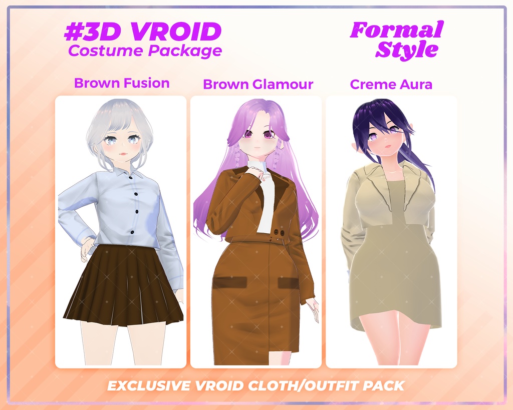 3D VRoid Outfit Pack Formal Style Elegant Business & Office Fashion for VRoid Models | VRoid Clothes, VRoid Costume, VRoid Fashion