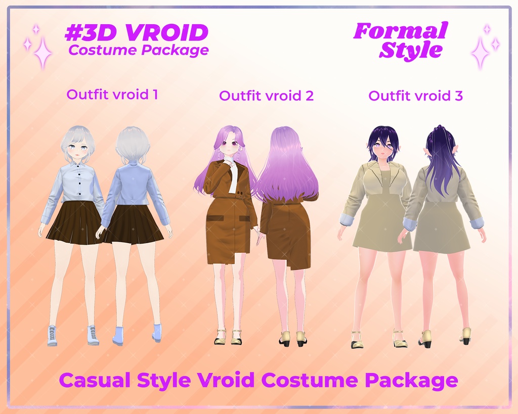 3D VRoid Outfit Pack Formal Style Elegant Business & Office Fashion for VRoid Models | VRoid Clothes, VRoid Costume, VRoid Fashion